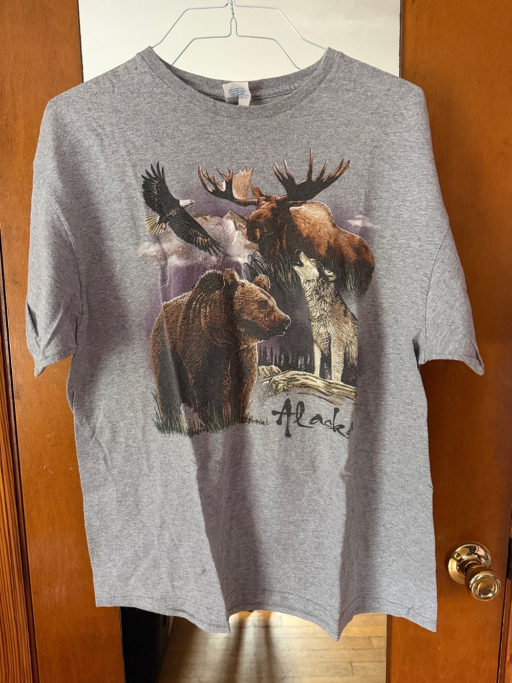 Gray Alaska Wildlife Graphic Tee